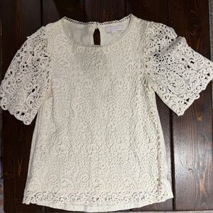 White lace top from Anthropologie